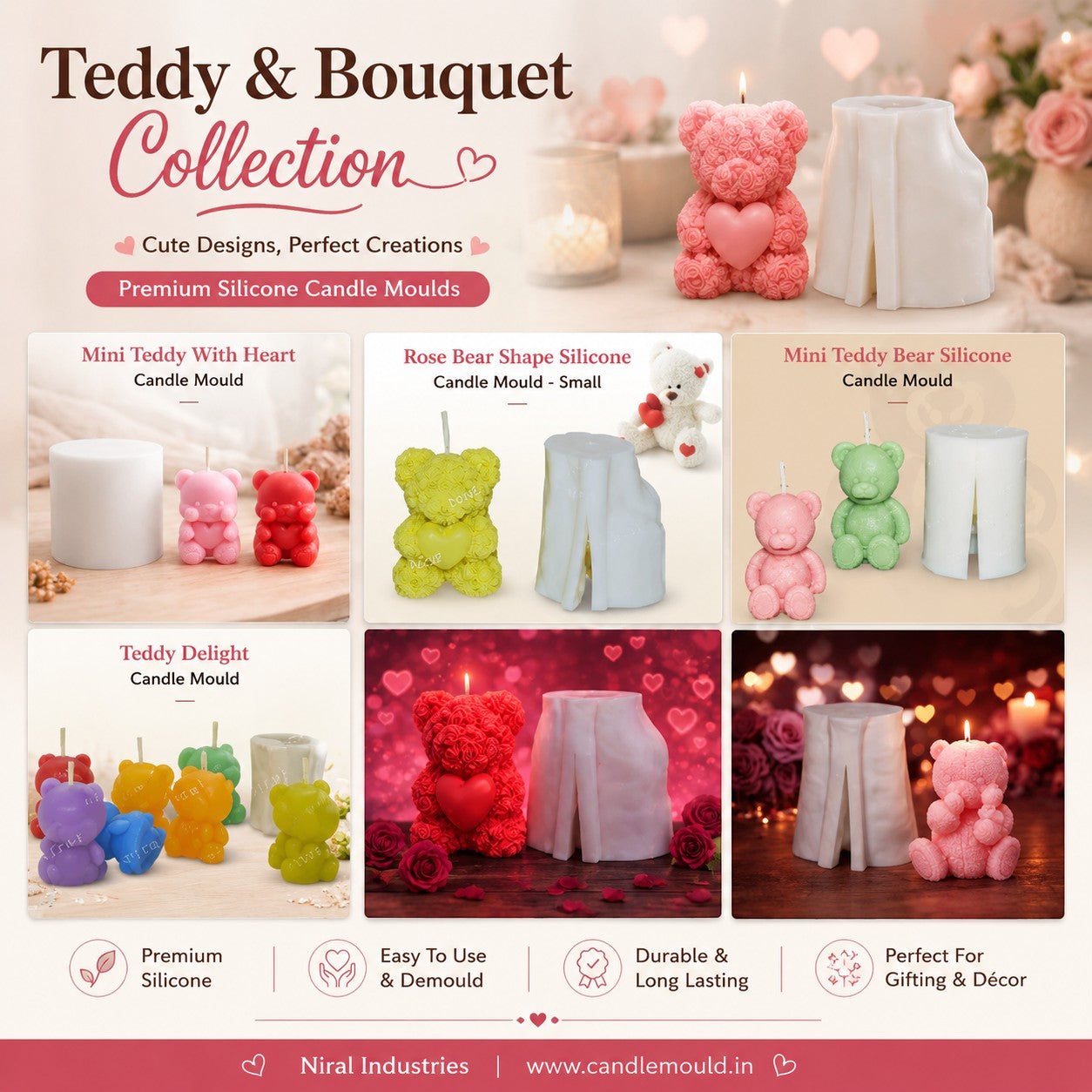 Teddy and bouquet Making Perfect Fragrance, Colours & wicks
