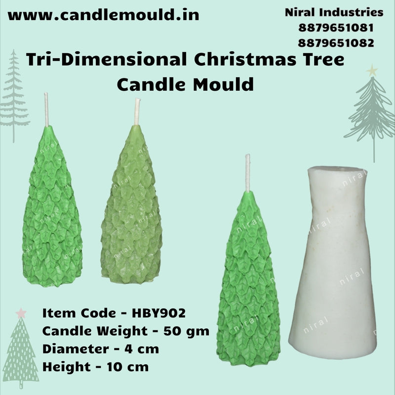 Tri - Dimensional Christmas Tree Silicone Candle Mould HCM22417, Niral Industries
