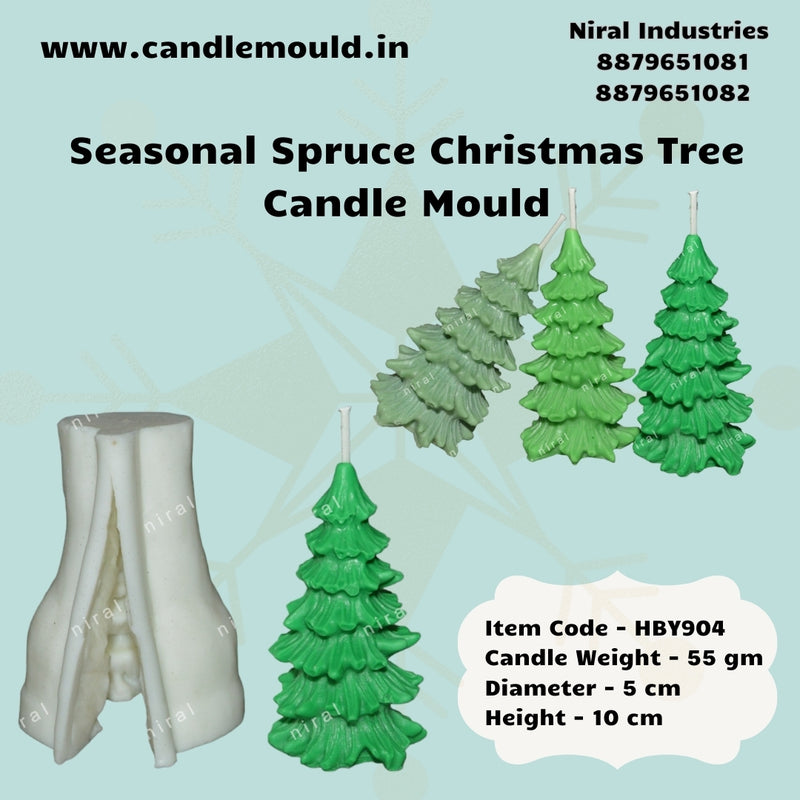 Seasonal Spruce Christmas Tree Silicone Candle Mould HCM22412, Niral Industries