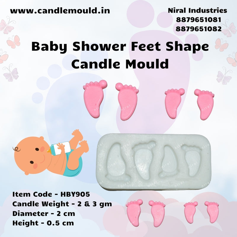 Niral Industries “Baby Shower Feet Silicone Candle Mould Set – 2 gm & 3 gm (2 Pairs)”