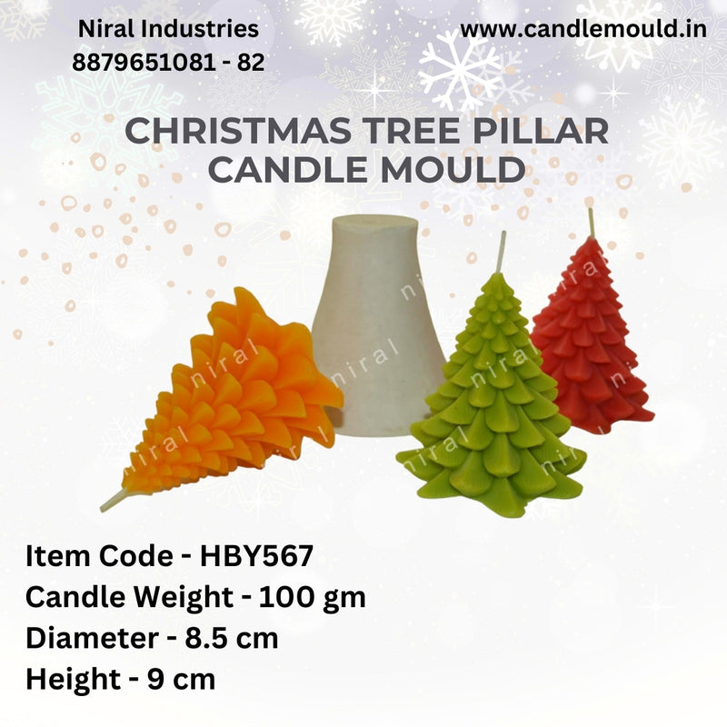Christmas Tree Pillar Silicone Candle