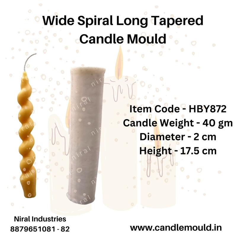 Wide Spiral Long Tapered Silicone Candle Mould HCM21910, Niral Industries