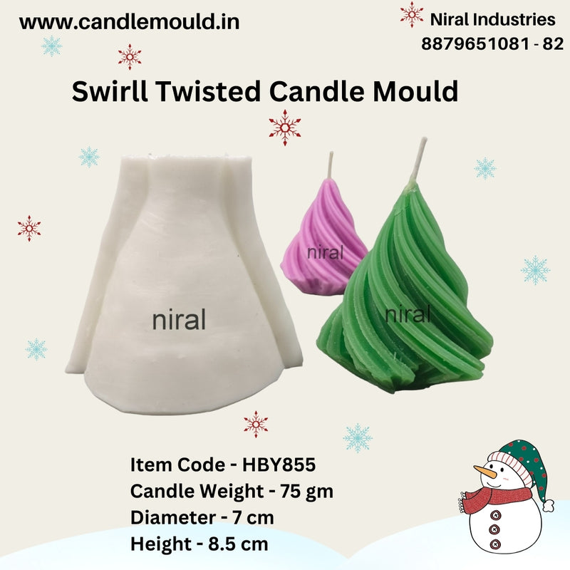 Swirll Twisted Large Palm Leaf Silicone Candle Mould HCM22402 , Niral Industries