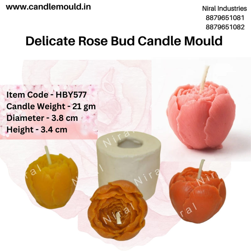 Niral Industries Delicate Rose Bud Silicone Candle Mould HCM21812