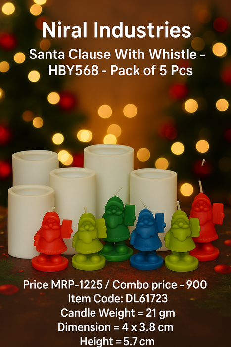 Merry Melody Santa silicone Candle Mold HBY568, Niral Industries