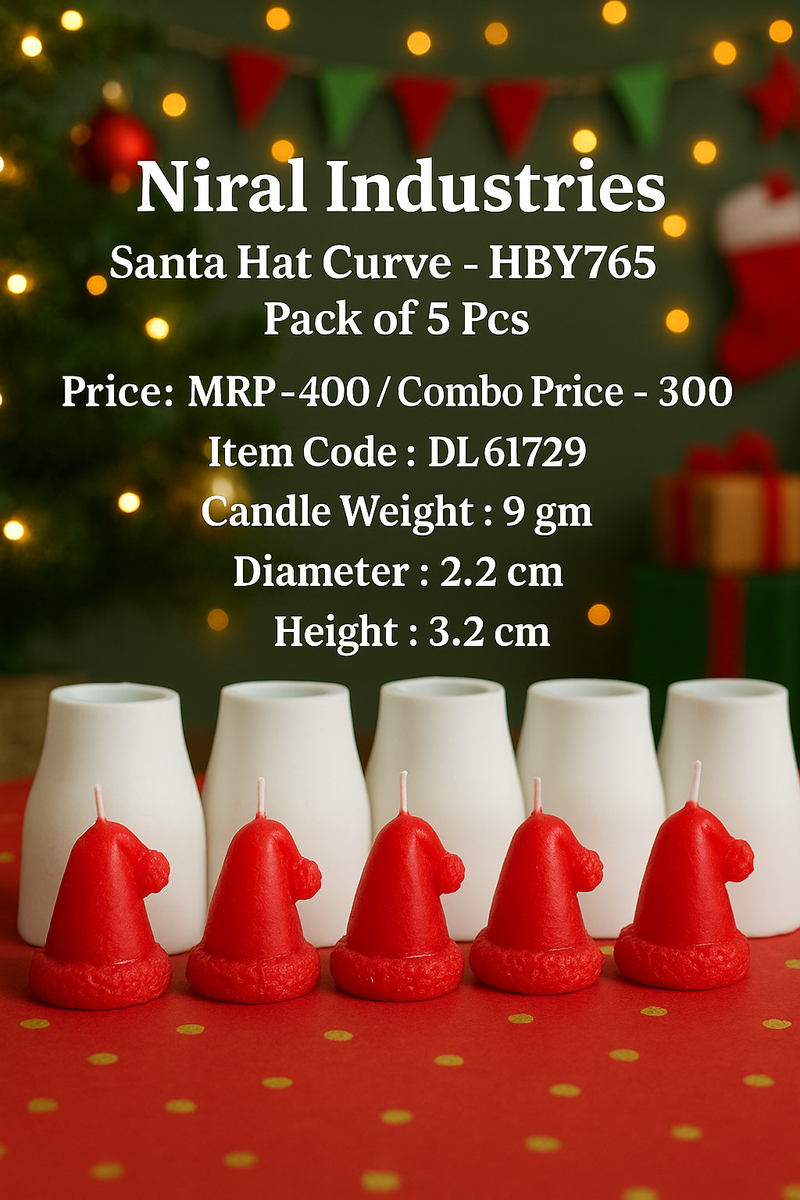 Santa Hat Curve Candle Silicone Mould HBY765, Niral Industries