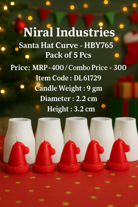 Santa Hat Curve Candle Silicone Mould HBY765, Niral Industries