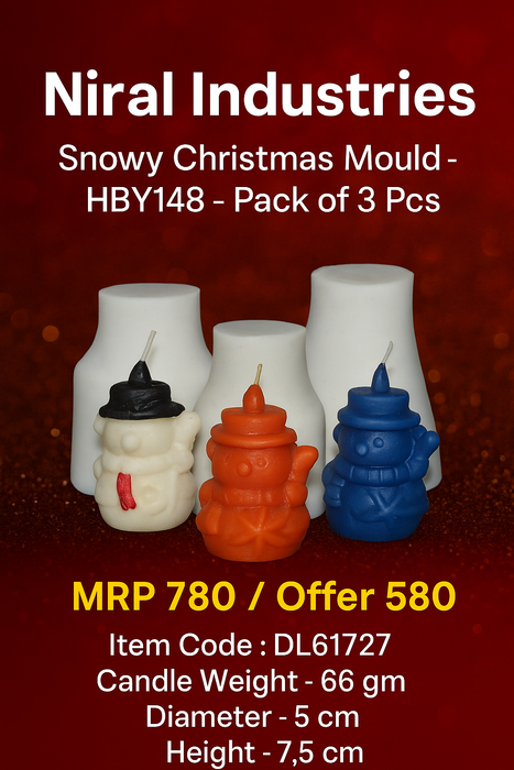 Snowy Christmas Silicone Rubber Candle Mould HBY148, Niral Industries