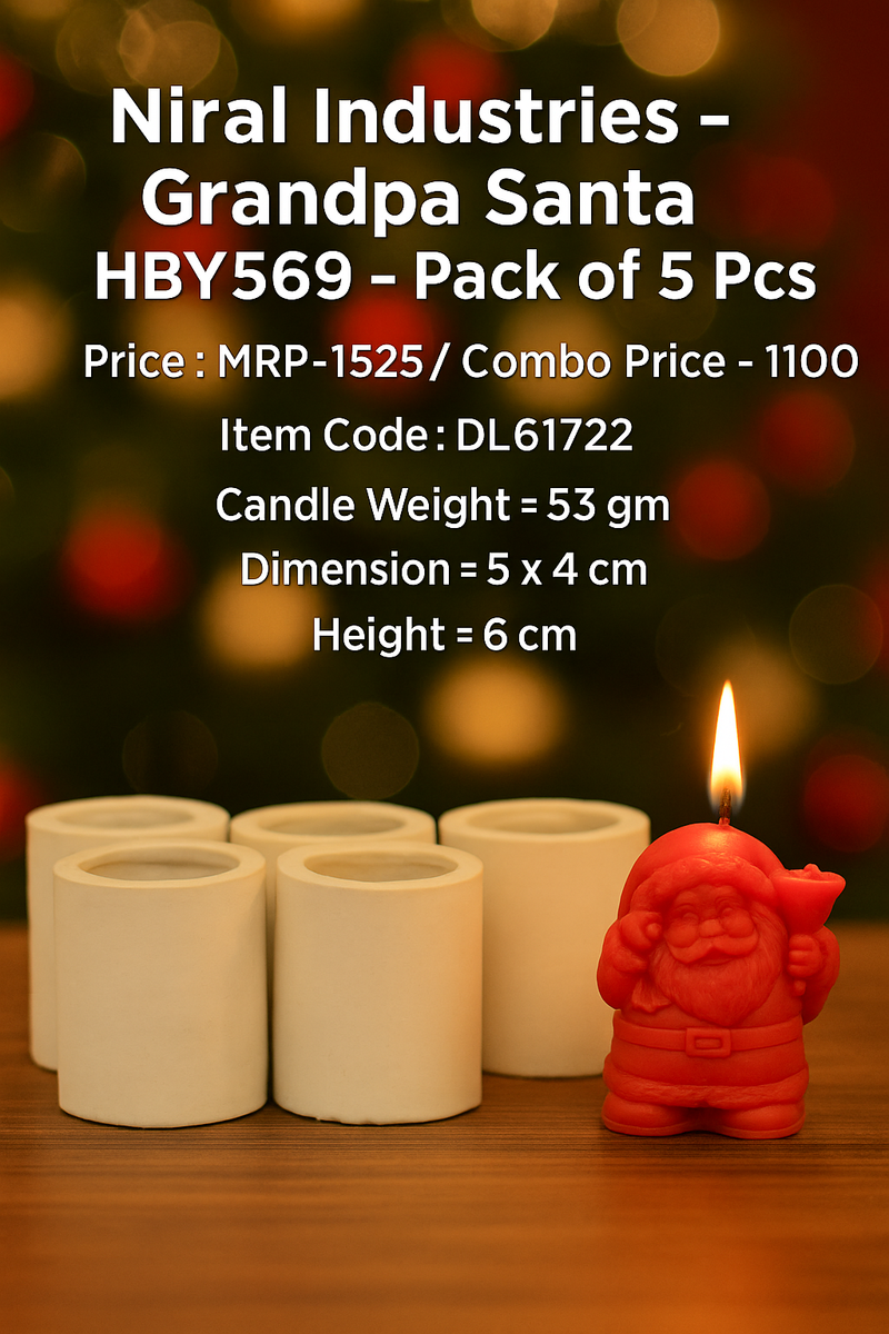 Jolly Santa Silicone Candle Mold HBY569, Niral Industries