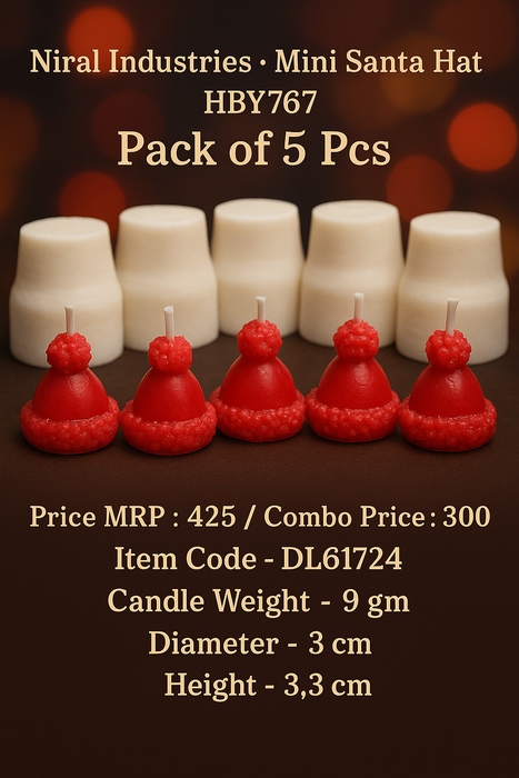 Mini Santa Hat Silicone Candle Mould HBY767, Niral Industries