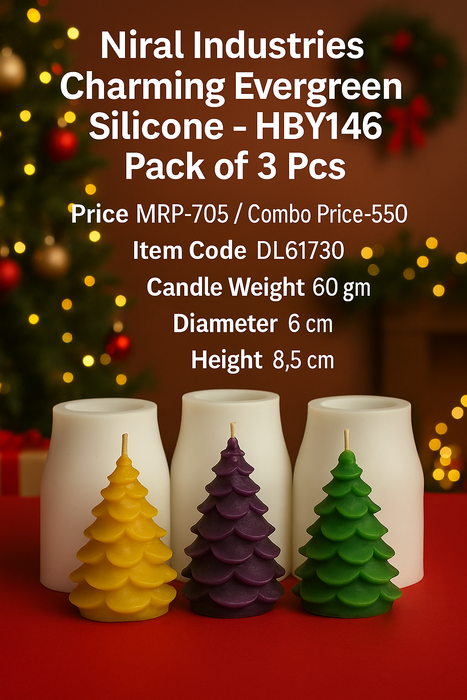 Charming Evergreen Silicone Candle Mould HBY146, Niral Industries