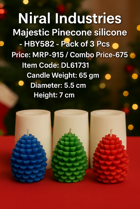 Majestic Pinecone silicone Candle Mold HBY582, Niral Industries