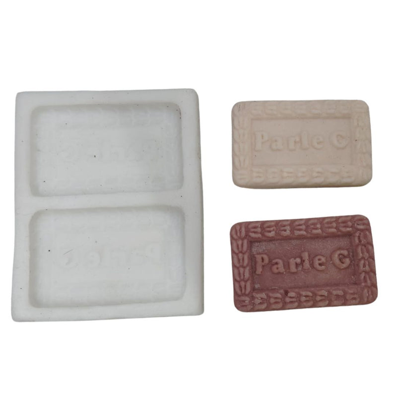 2 Cavity Parle G Biscuit Silicone Candle Mould, HBY1015  Niral Industries