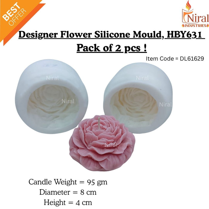 Enchanting Peony Silicone Candle Mold HBY631, Niral Industries