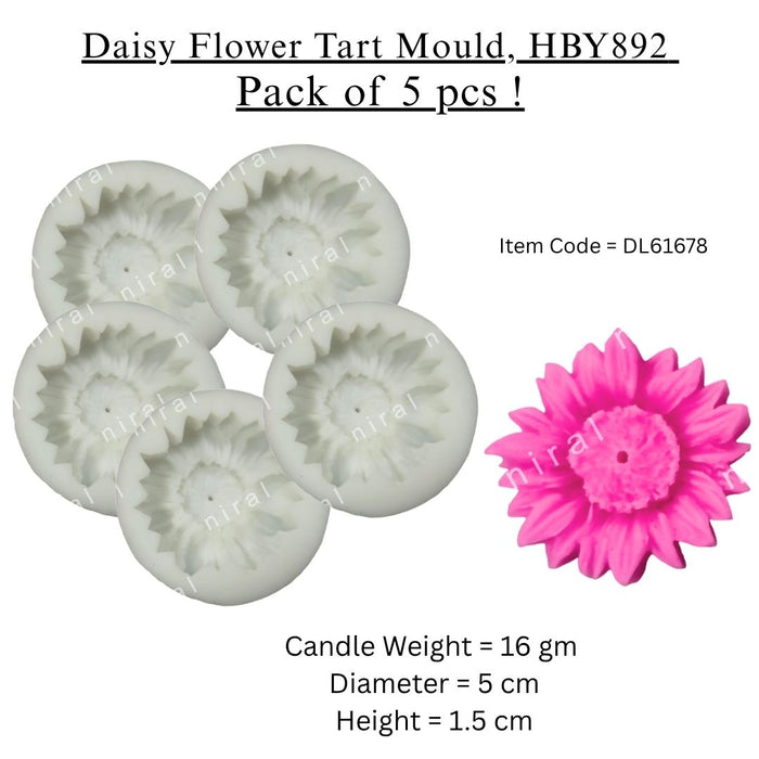 Daisy Flower Tart Candle Mould, HBY892 - 5 Pcs Combo ₹375 (Just ₹75 Each!)