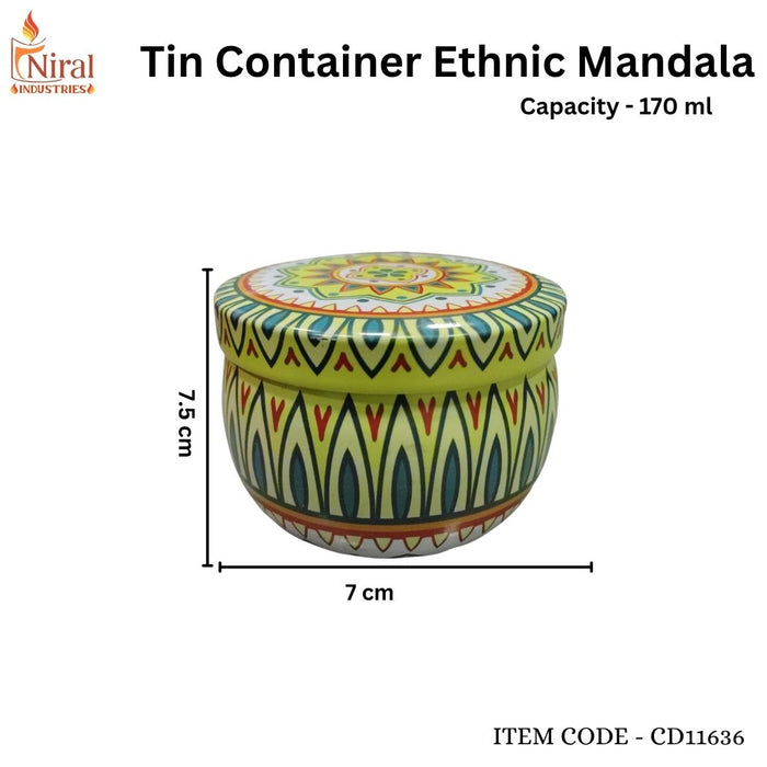 Tin Container Ethnic Mandala - 170 ml - Set of 6 pcs