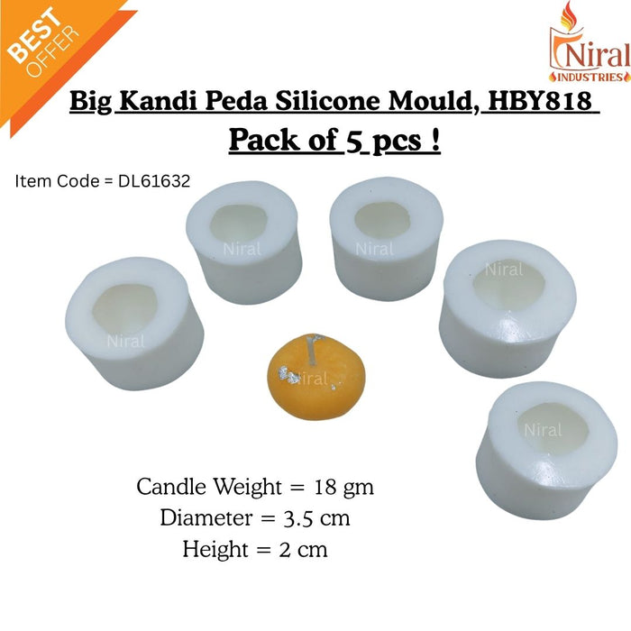 Medium Kandi Peda Essence Silicone Candle Mould HBY818, Niral Industries