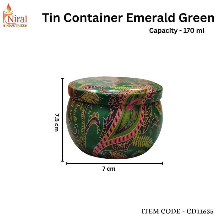 Tin Container Emerald Green - 170 ml - Set of 6 pcs
