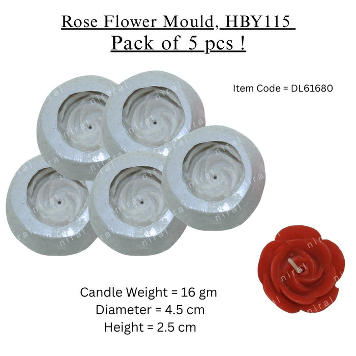 Rose Flower Candle Mould, HBY115 - 5 Pcs Combo ₹470 (Just ₹94 Each!)