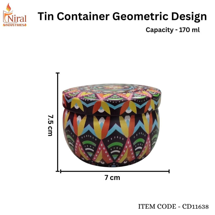 Tin Container Geometric Design - 170 ml - Set of 6 pcs