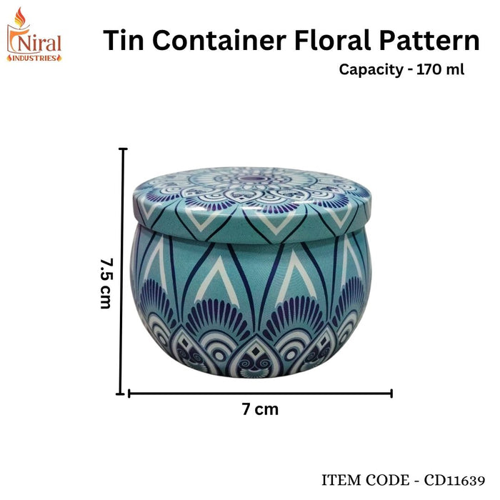 Tin Container Floral Pattern - 170 ml - Set of 6 pcs