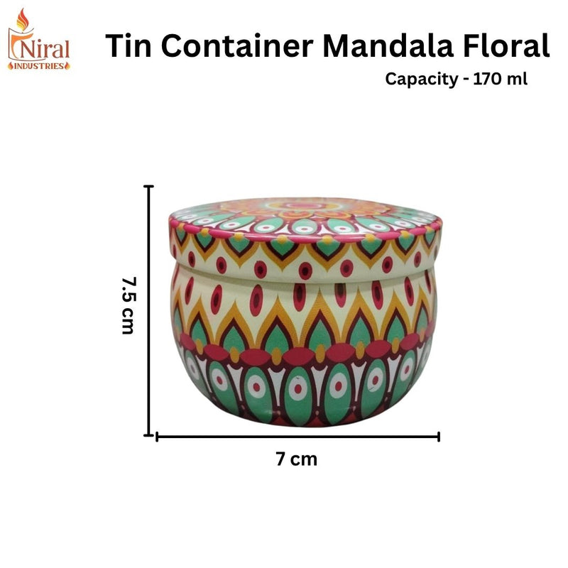 Tin Container Mandala Floral Pattern - 170 ml CD13611 Niral Industries