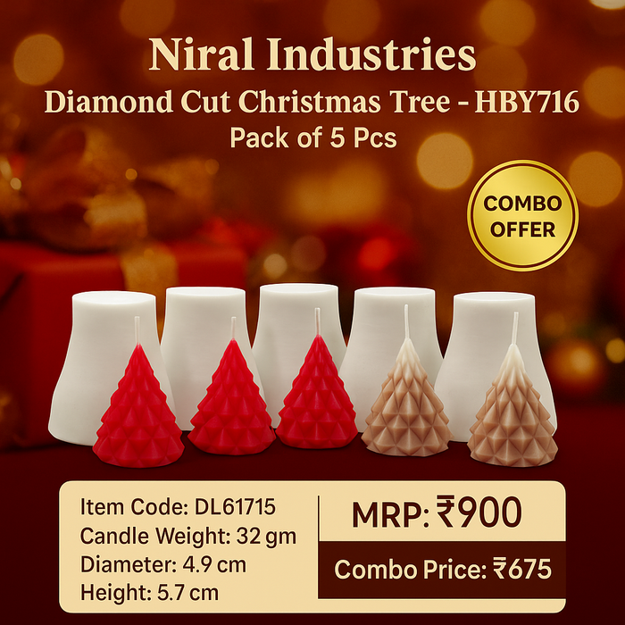 Diamond Cut Christmas Tree Silicone Mould HBY716, Niral Industries