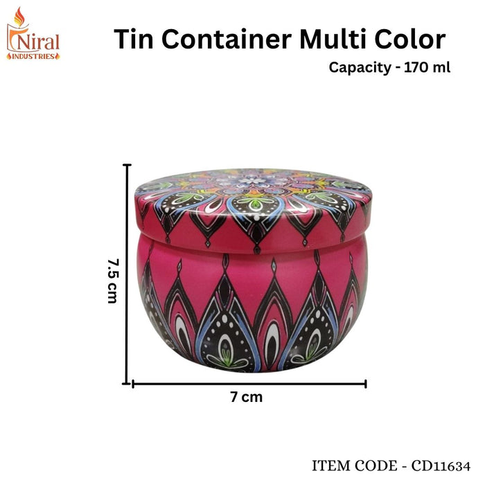 Tin Container Multicolor Mandala - 170 ml - Set of 6 pcs