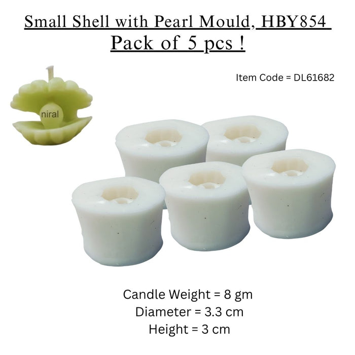 Small Shell with Pearl Candle Mould, HBY854 - 5 Pcs Combo ₹470 (Just ₹94 Each!)
