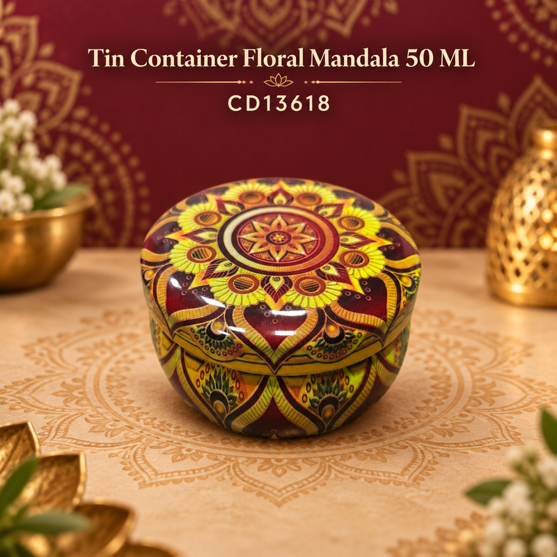 Tin Container  floral Mandala 50 ML CD13618