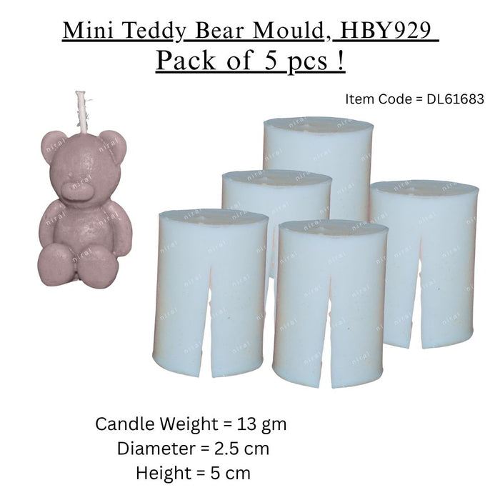 Mini Teddy Bear Candle Mould, HBY929 - 5 Pcs Combo ₹470 (Just ₹94 Each!)