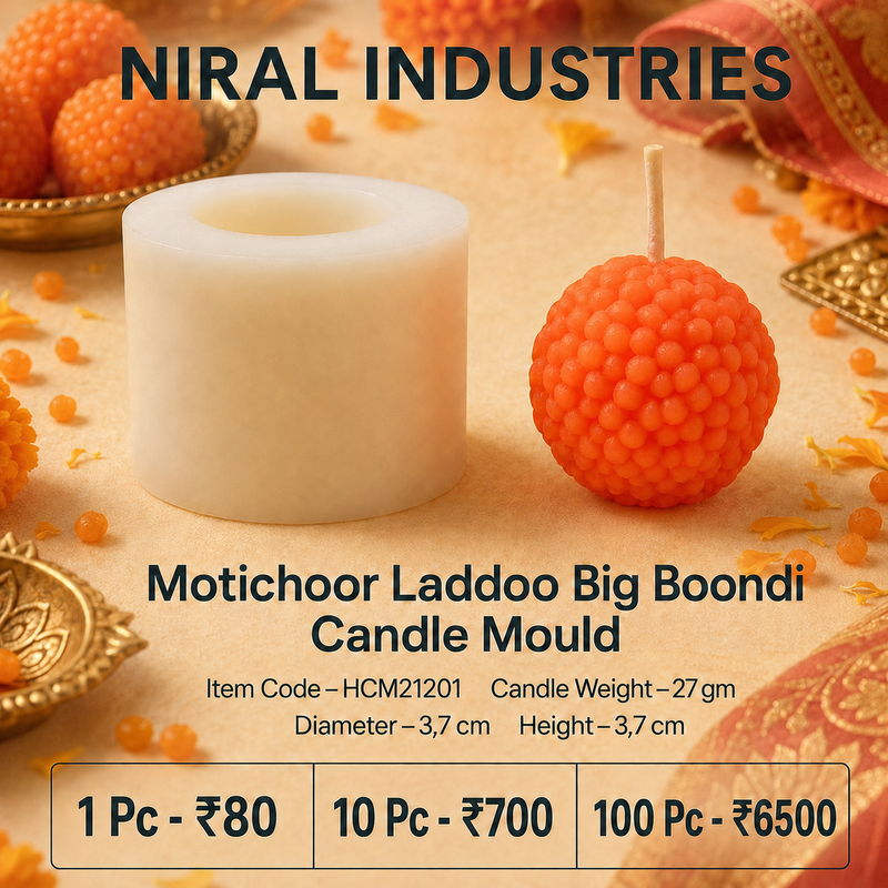 Natural Motichoor Ladoo Silicone Candle Mould HCM21201, Niral Industries