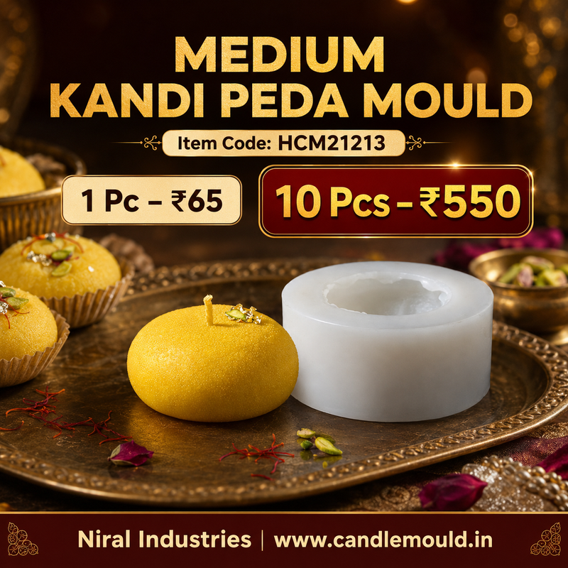 Medium Kandi Peda Essence Silicone Candle Mould HCM21213, Niral Industries