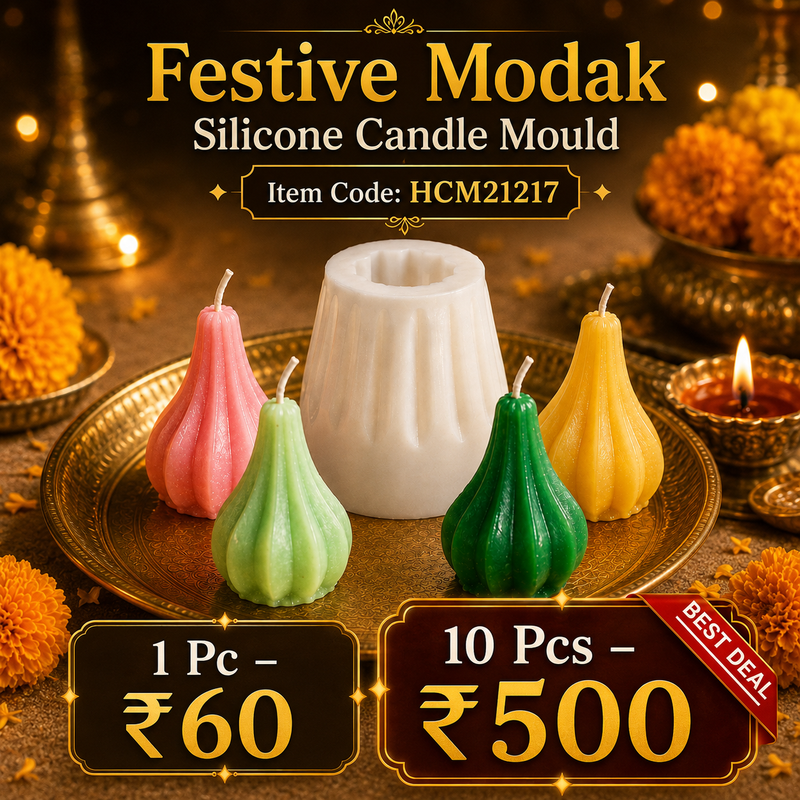 Small Festive Modak Silicone Candle Mould HCM21217, Niral Industries
