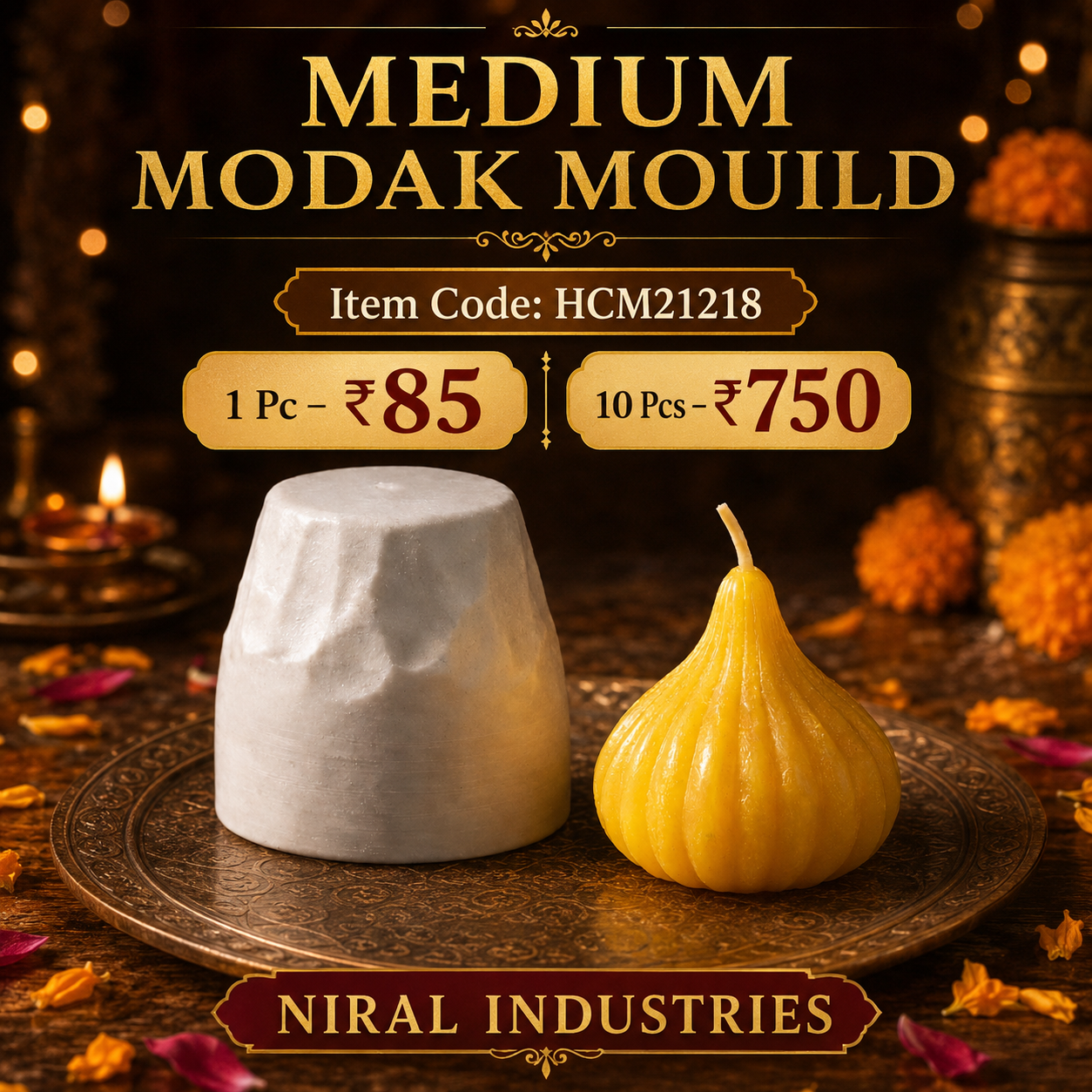Medium Modak Delight silicone Candle Mold HCM21218, Niral Industries