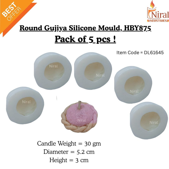 Round Gujiya Silicone Candle Mould HBY875, Niral Industries