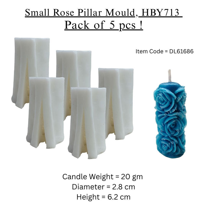 Small Rose Pillar Candle Mould, HBY713 - 5 Pcs Combo ₹640 (Just ₹128 Each!)