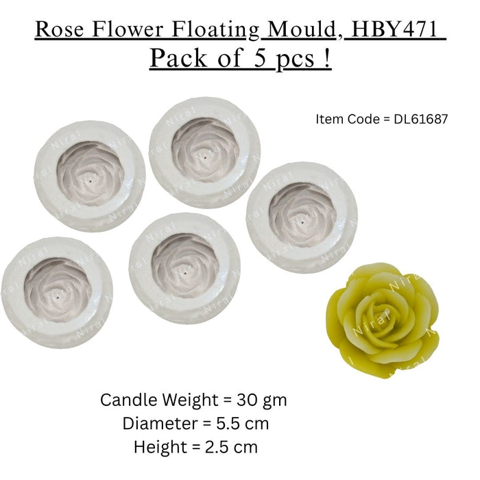 Rose Flower Floating Candle Mould, HBY471 - 5 Pcs Combo ₹750 (Just ₹150 Each!)