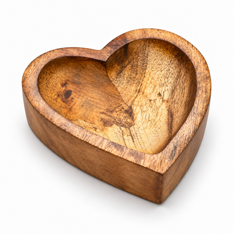Wooden Heart Urli 5 Inch CD13905 Niral Industries
