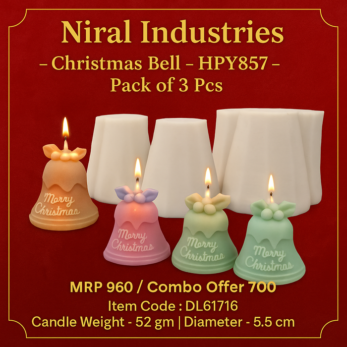 Merry Melody Christmas Silicone Candle Mould HBY857, Niral Industries