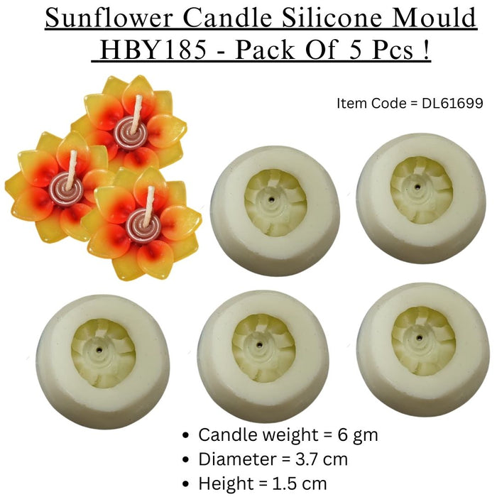 Sunflower Candle Mould, HBY185 - 5 Pcs Combo ₹250 (Just ₹50 Each!)