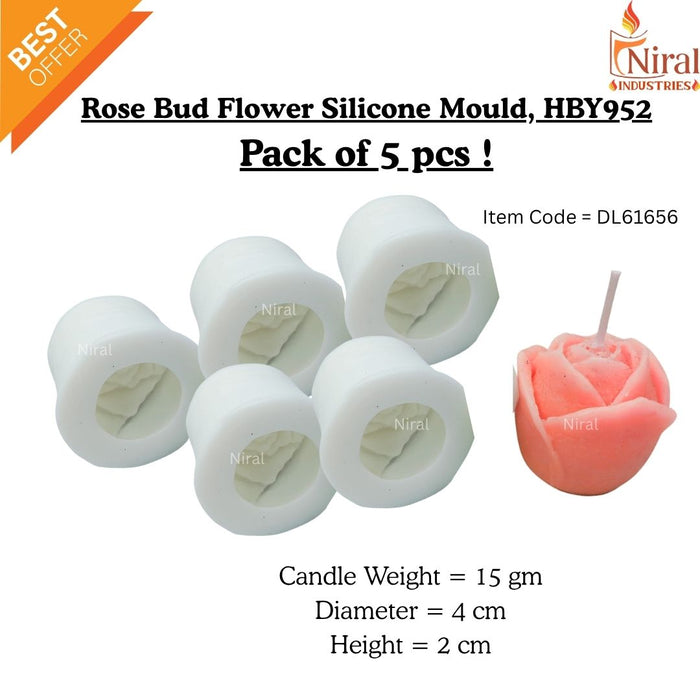 3D Rose Bud Flower Silicone Candle Mould HBY952, Niral Industries.