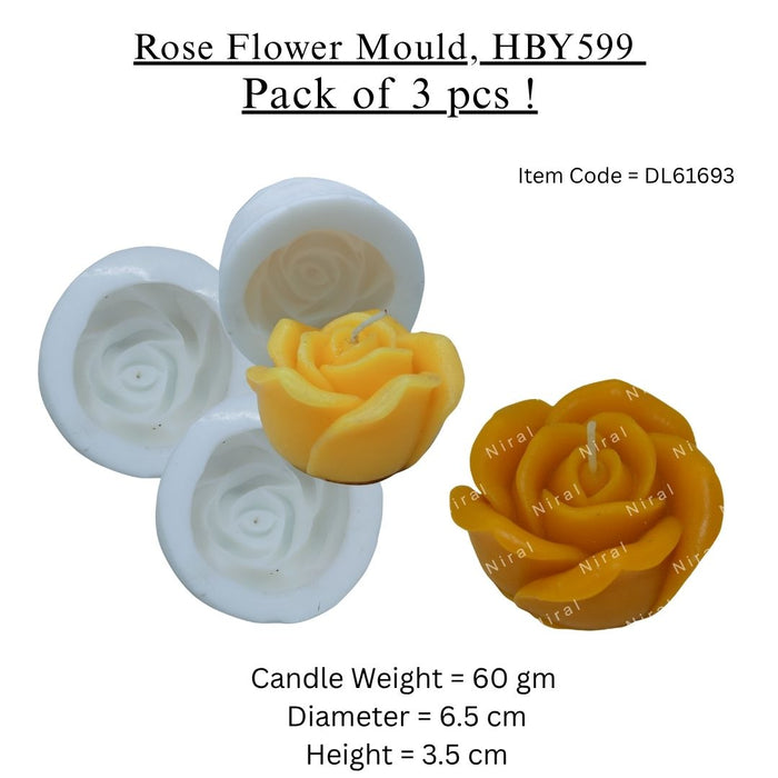 Rose Flower Candle Mould, HBY599 - 3 Pcs Combo ₹640 (Just ₹213 Each!)