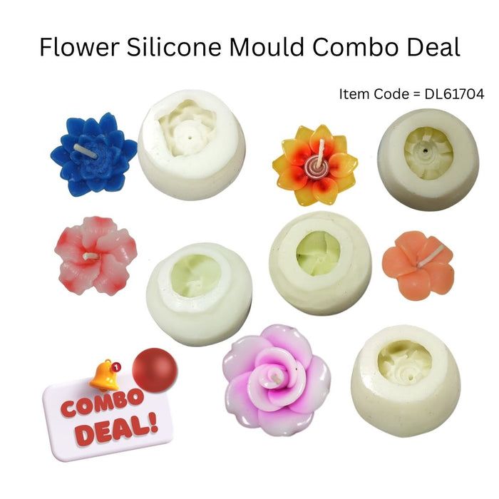 Flower Silicone Candle Mould HBY114, HBY158, HBY180, HBY183, HBY185 - Combo Deal ₹250 (Just ₹50 Each!)