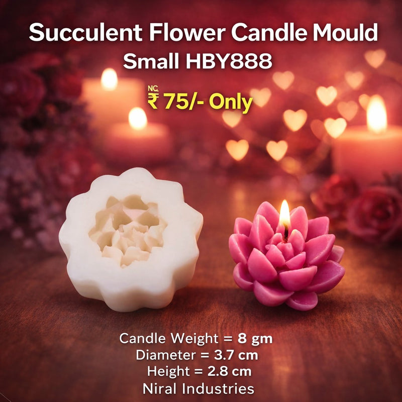 Succulent Flower Candle Mould Small HBY888, Niral Industries.