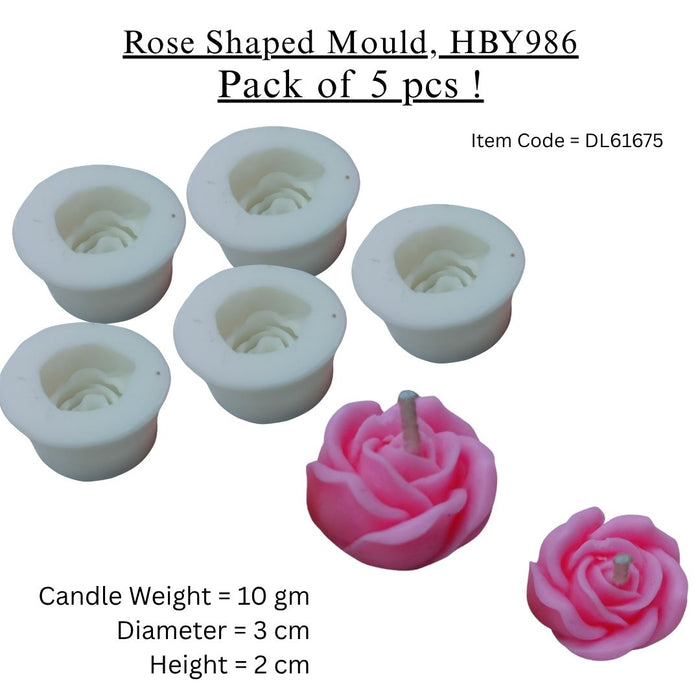 Rose Shaped Candle Mould, HBY986 - 5 Pcs Combo ₹300 (Just ₹60 Each!)