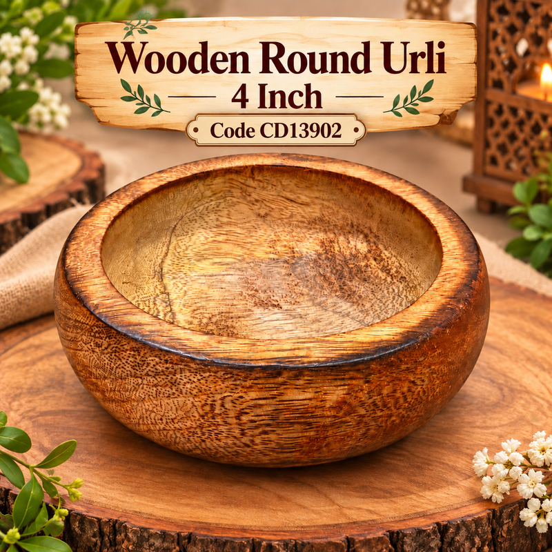 Wooden Round Urli 4 Inch CD13902  Niral Industries