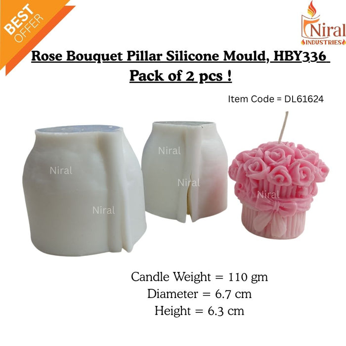 Rose Bouquet Pillar Silicone Candle Mould HBY336, Niral Industries.