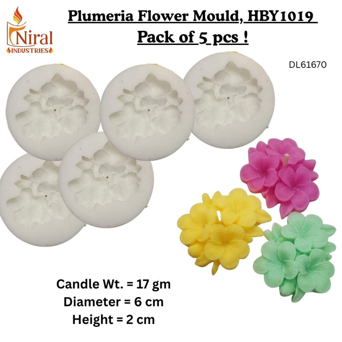 Plumeria Flower Candle Mould, HBY1019 - 5 Pcs Combo ₹650 (Just ₹130 Each!)
