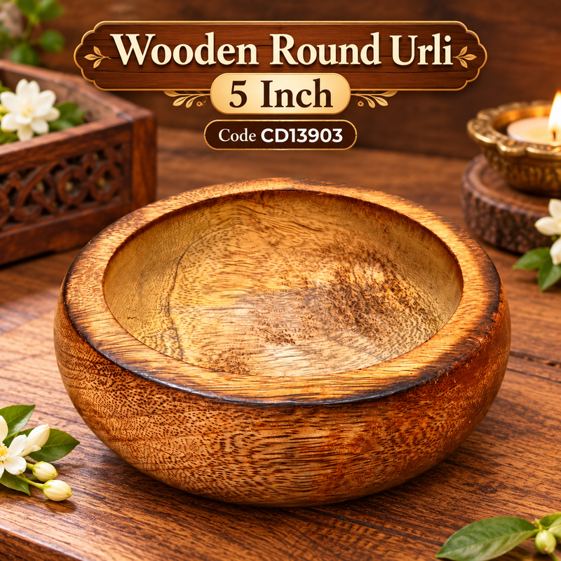 Wooden Round Urli 5 Inch CD13903 Niral Industries